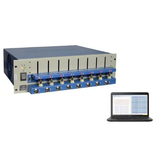 8 Channel Battery Analyzer (0.005 -1 mA, upto 5V) W/ Adjustable Cell Holders Laptop &amp; Software