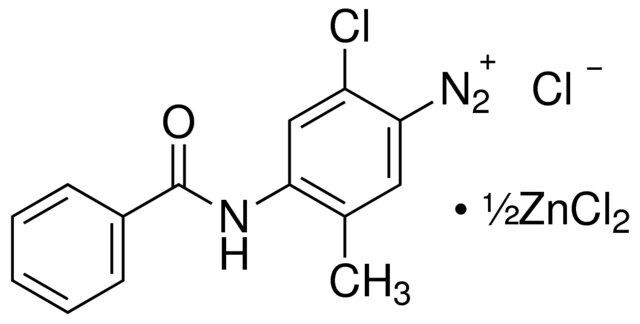 2-Chloro-4-benzamido-5-methylbenzenediazonium chloride hemi(zinc chloride) salt