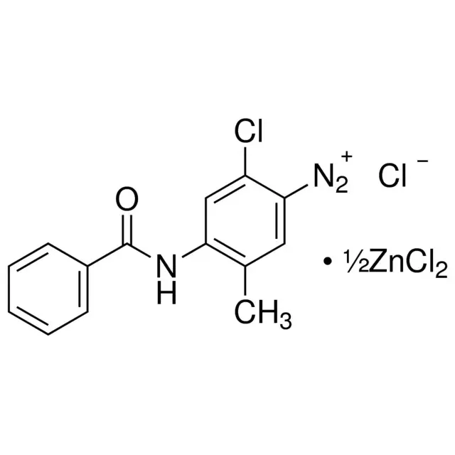 2-Chloro-4-benzamido-5-methylbenzenediazonium chloride hemi(zinc chloride) salt