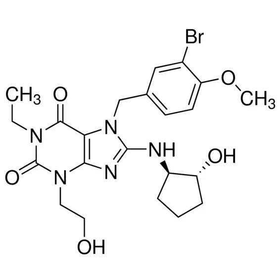 7-(3-Bromo-4-methoxybenzyl)-1-ethyl-8-(((1R,2R)-2-hydroxycyclopentyl)amino)-3-(2-hydroxyethyl)-3,7-dihydro-1H-purine-2,6-dione