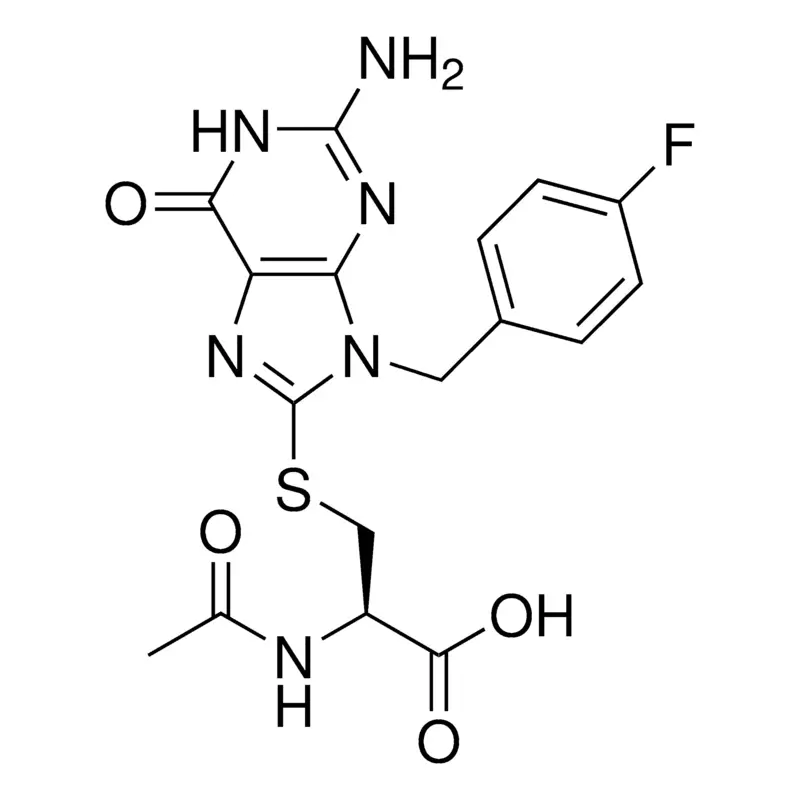N-Acetyl-S-(2-amino-9-(4-fluorobenzyl)-6-oxo-6,9-dihydro-1H-purin-8-yl)-L-cysteine