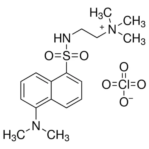 (Dansylaminoethyl)­tri­methyl­ammonium perchlorate