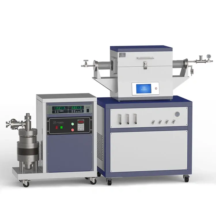 1200℃ two heating zone high vacuum CVD system with 3-channel float flow meter to supply gas O1200-50IIT-3F-HV