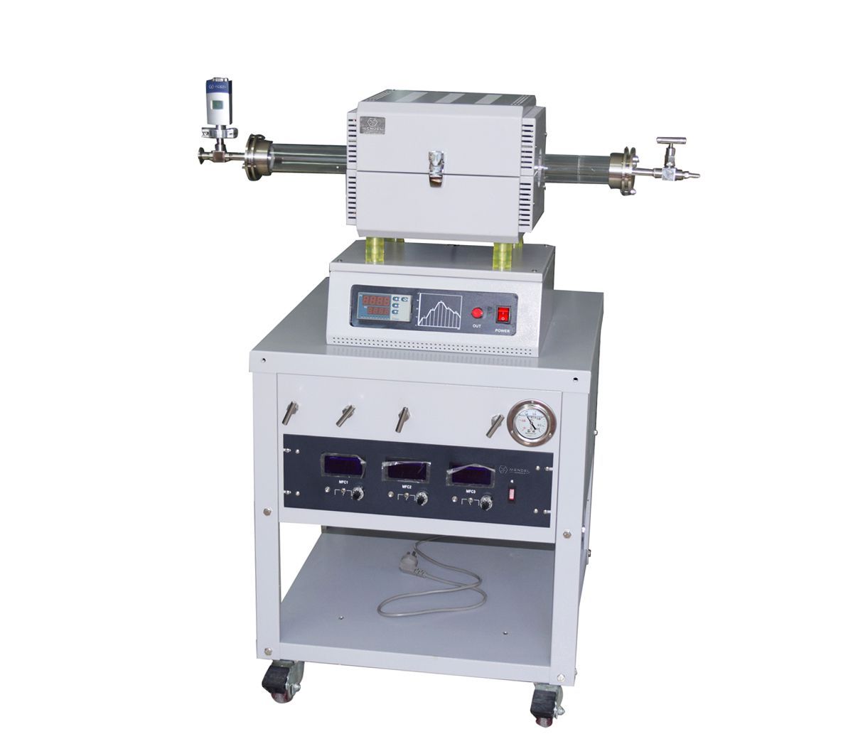 Compact CVD Tube Furnace with 2&quot;OD Quartz tube furnace and 3 gas mixer O1200-50IS-3Z10V