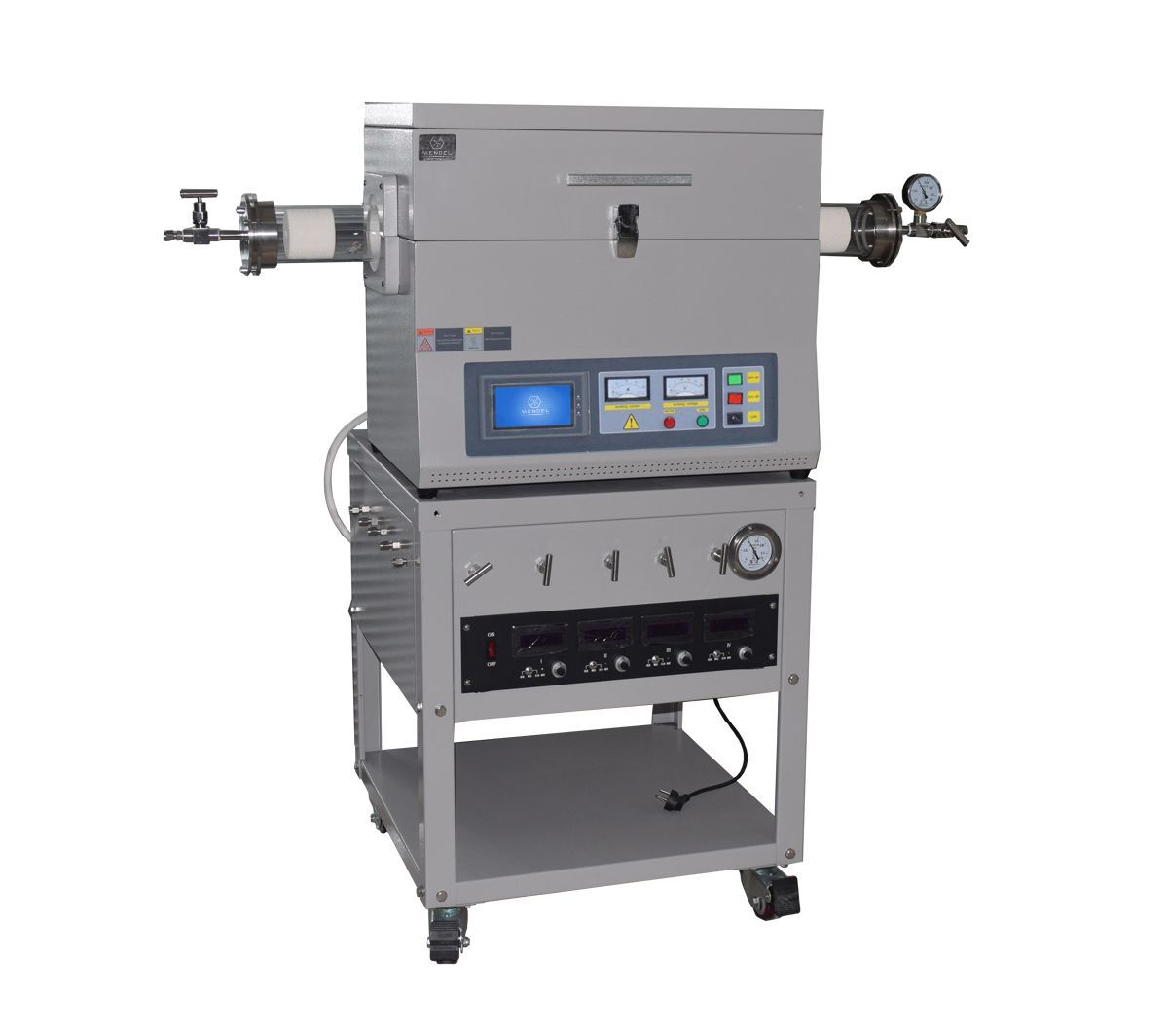 Laboratory 1200°C CVD Tube Furnace with 4 Channel MFC Gas Mixer and Vacuum Pump O1200-60IT-4Z10V