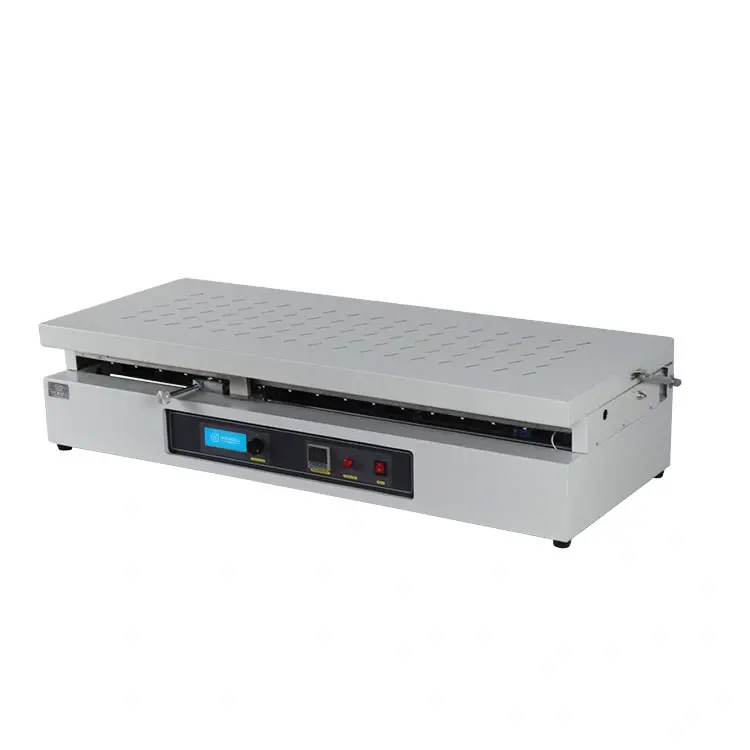Large tape casting coater with heatable vacuum bed and doctor blade