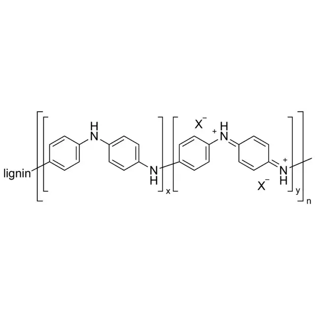 Polyaniline (emeraldine salt) short chain, grafted to lignin