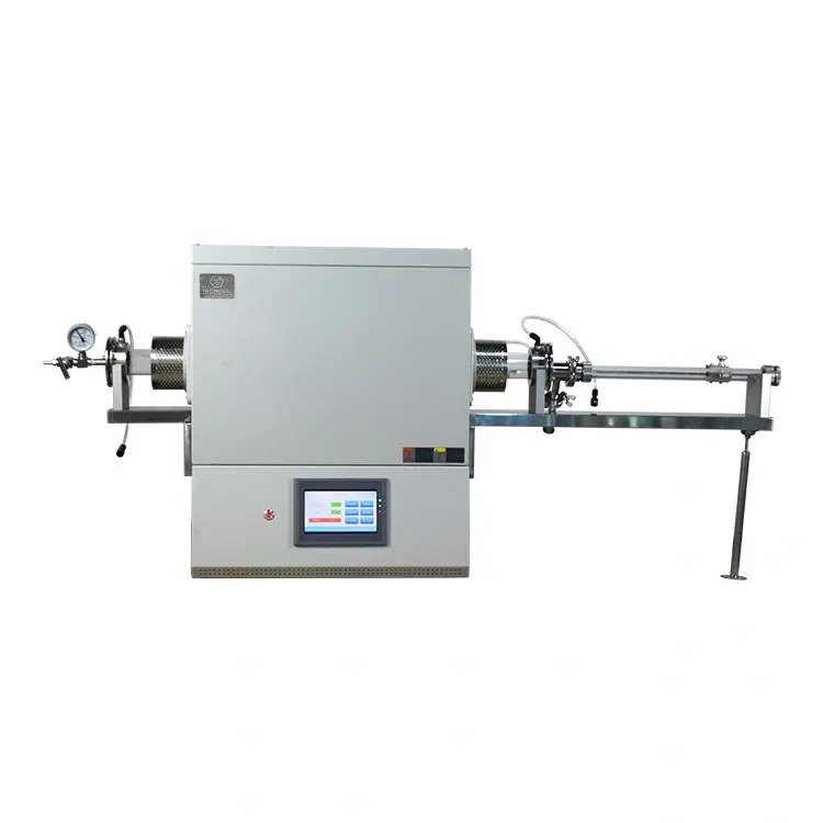 Double temperature tube furnace with magnetic push rod