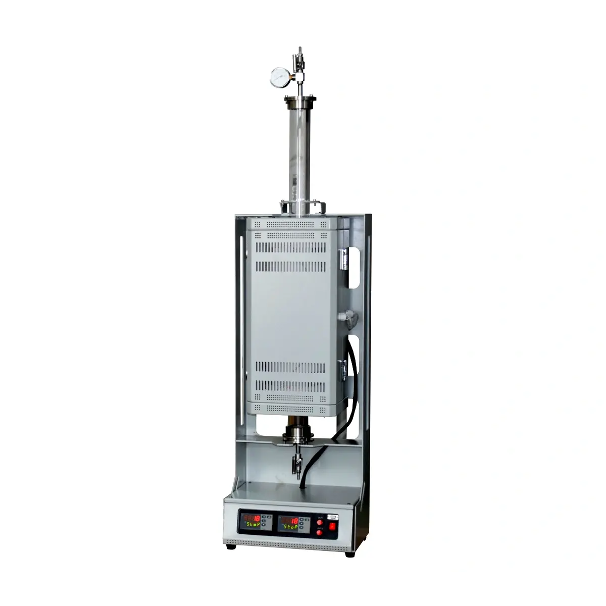 Compact 1200℃ two heating zone vertical tube furnace with 1&quot; quartz chamber V1200-25IIC