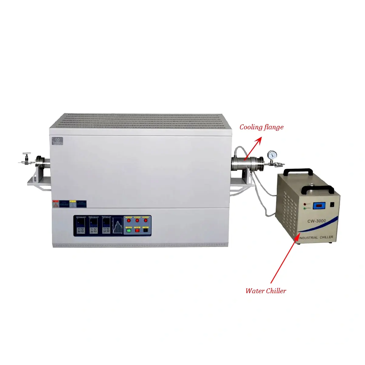 Laboratory 1200℃ heat treatment three zone tube furnace with water cooling flange-T1200-50IIIC